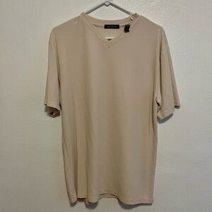 Brandini Textured Cream Short Sleeve Shirt Size Medium